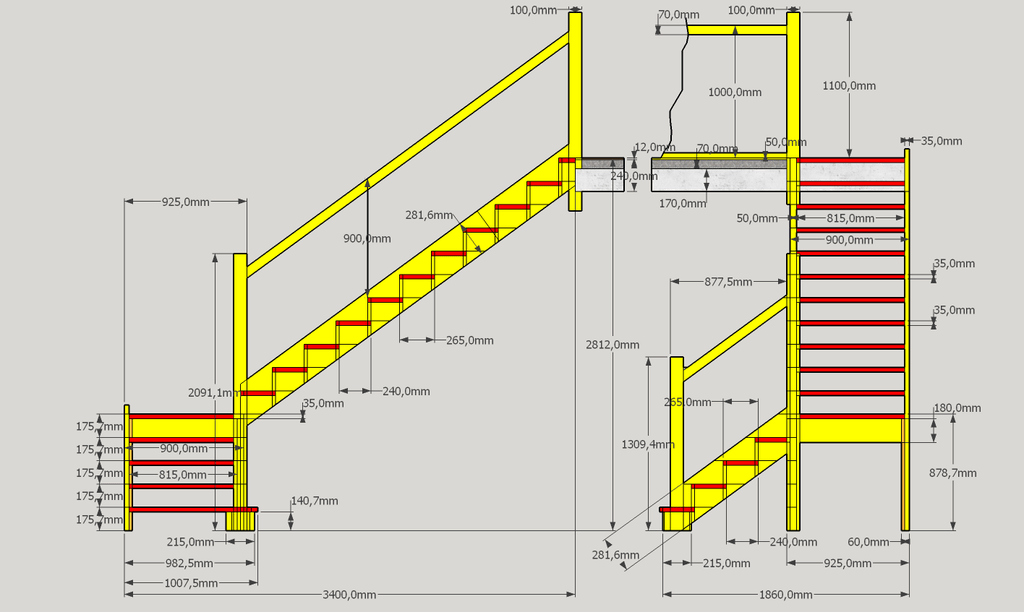 escalier droit a une volee