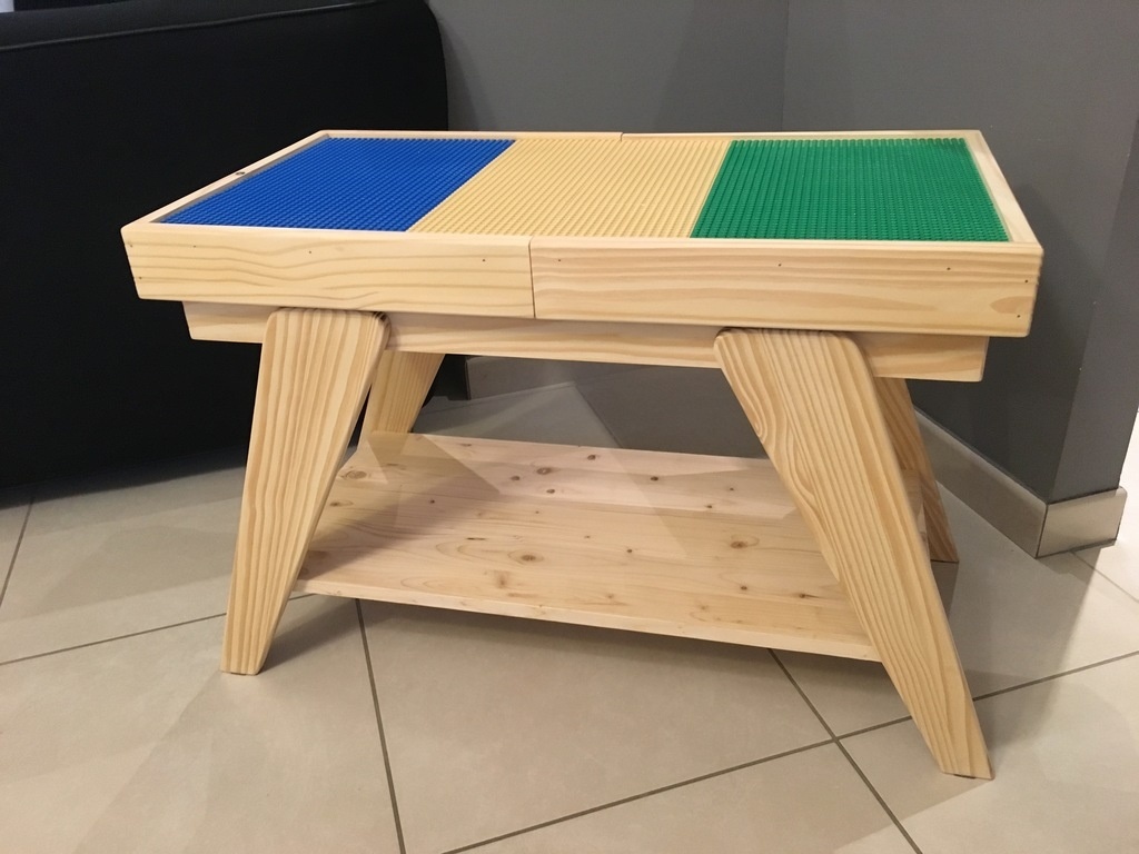 Table ronde Lego en bois avec bac de rangement et 4 tabourets