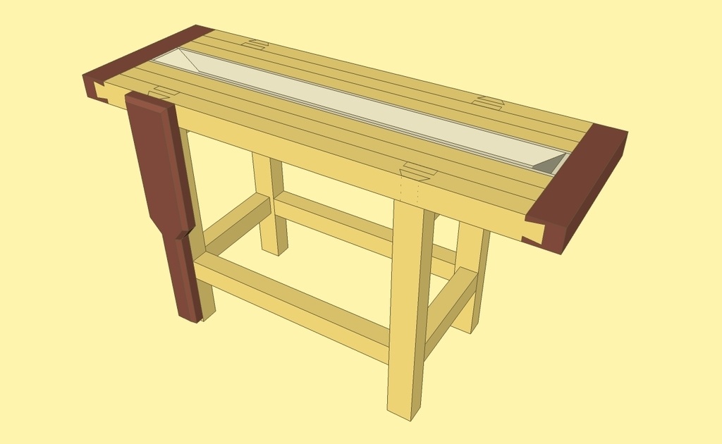 Les outils de menuisier sur banc en bois, avion, ciseau, maillet