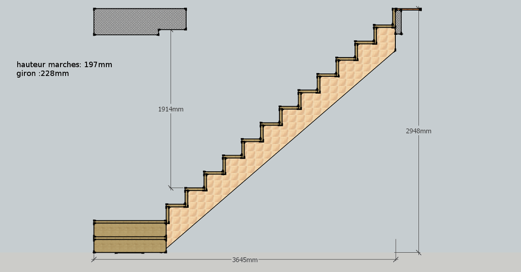 escalier quart tournant avec coffre