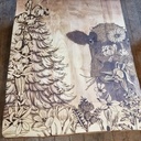 Table basse pyrogravé theme montagne