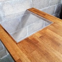 Table en bois et plexiglas finition huile de tournesol