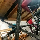 Table en frêne, piètement acier