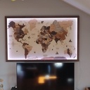 Cadre de type caisse américaine pour tableau map monde