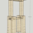 Tabouret haut japonais en bois