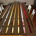 Résine époxy et table arc en ciel