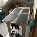 Table basse chêne et béton ciré