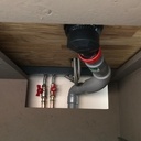 Meuble de salle de bain chêne / OSB / acier