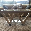 Table basse de salon bois & verre