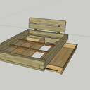 Lit moderne en chêne 140x190