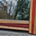 Miroir padouk-morta de chêne.