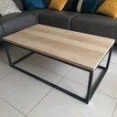 Table basse chêne et métal style industriel