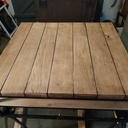 Table basse industrielle chêne massif, pin et acier