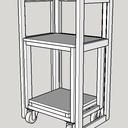 Meuble d'atelier - rangement de 3 machines : scie à chantourner, touret à eau et ponceuse oscillante