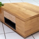 Table basse robinier et rideau bois