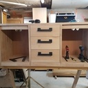 Meuble aquarium en chêne lamellé collé