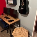 Table basse hexagonale joints type pont de bateau