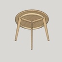 Table ronde à trois pieds avec ceinture cintrée