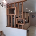 Claustra / brise vue en chêne et insert sapelli