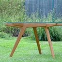 Table ronde, tripode, plateau verre