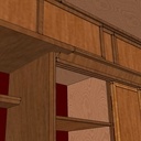 Grand meuble aux portes coulissantes style shoji pour chambre d'enfants