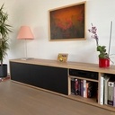 Meuble bas hifi chêne et Valchromat