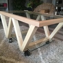 Table basse de salon bois & verre