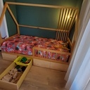 Lit cabane merisier et frêne démontable