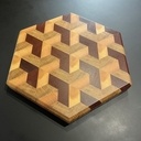 Planche à découper hexagonale, 3D, bois de bout