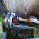 Lampe / pied en résine + bois