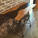 Console vintage Chene et resine epoxy