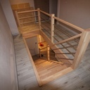 Escalier droit en hêtre avec garde corps bois/inox