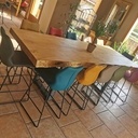 Table cèdre piètement acier