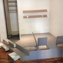 Estrade 3 plis, étagères et bureau massif