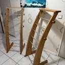 Portant à vêtements en chêne et alu ( Valet de chambre )