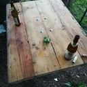 Plateau de table en vieilles poutres