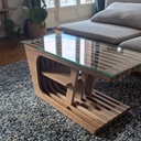 Table basse en camaïeu de chêne déclassé