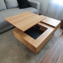 Table basse en chêne avec plateau relevable et tiroir