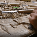 Un visage en chêne rouge .