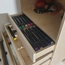 Rangement matériel de dessin sur mesure et personalisé.