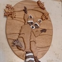 Raton laveur en intarsia