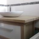 Meuble salle de Bains Chêne et panneau acrylique