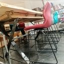 Table en frêne, piètement acier