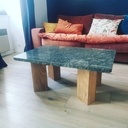 Table basse marbre et chataignier