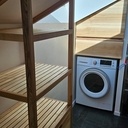 Meuble salle de bain (bac linge sale et porte-manteaux)