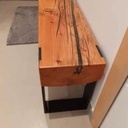 Petit banc de salle de bain métal/bois (résine)