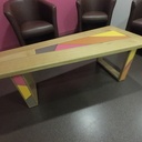 Table basse chêne + habillage Trespa