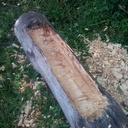 Manche "herminette"+ pot de fleur