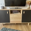 Meuble TV frêne et valchromat