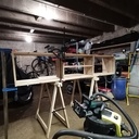 Meuble TV suspendu Chêne / Valchromat noir